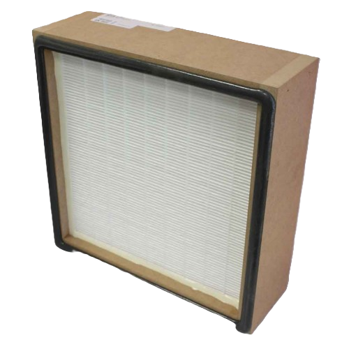 Schwebstofffilter H13 für Absauganlage VacuAir UML 170 in weiß mit einem braunem Rahmen aus Holz.