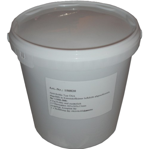 Aktivkohle für Absauganlage VacuAir UML 320 in einem weißem Behälter.